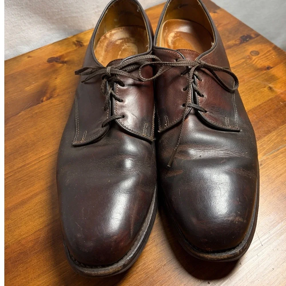Allen Edmonds Mens 13 AA Dark Brown‎ Leather Plain Toe Derby Dress Shoes 01644